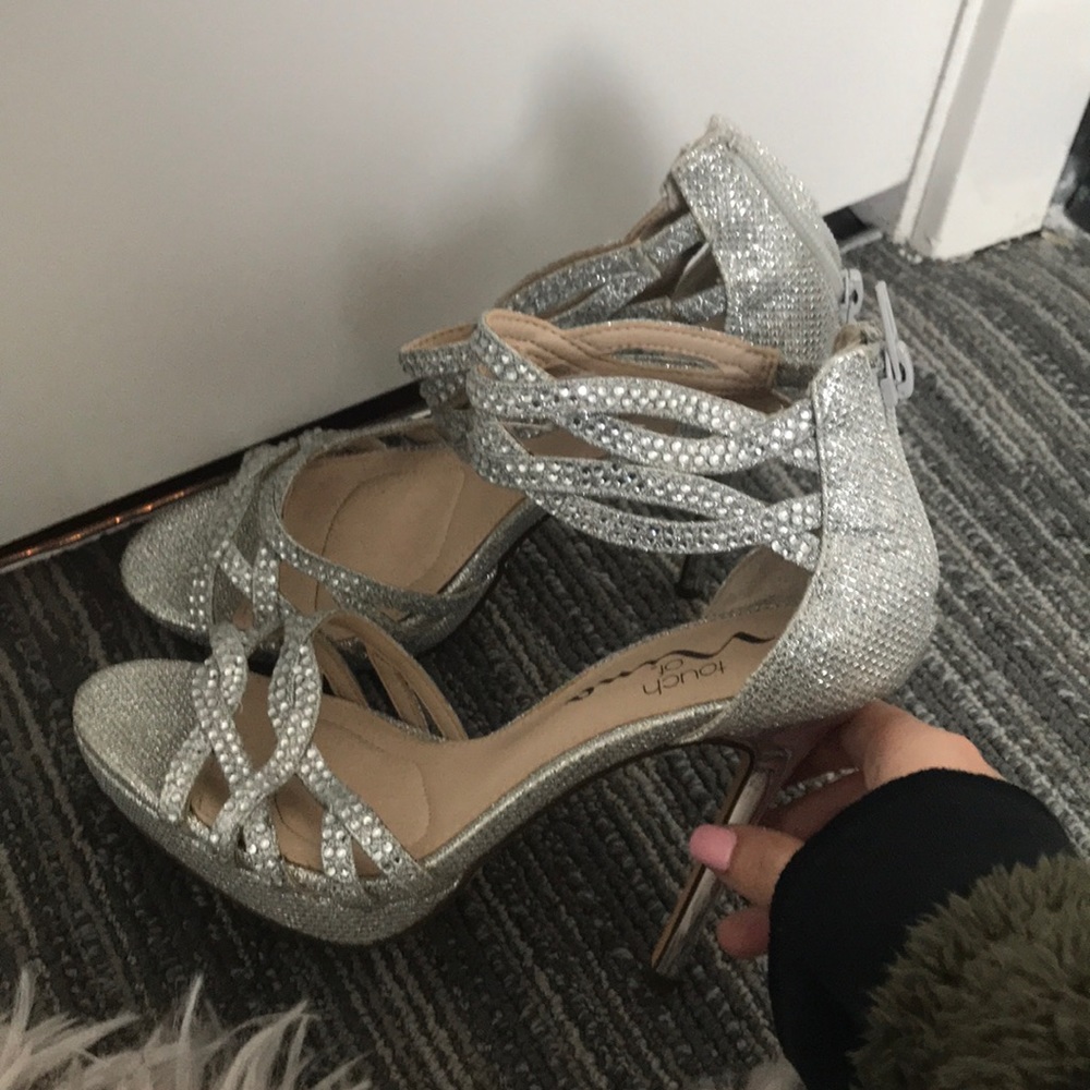 Silver sparkly heels